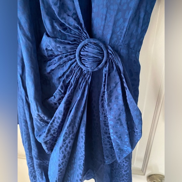Parker Cobalt Blue Leopard Print Wrap Dress - Picture 4 of 7